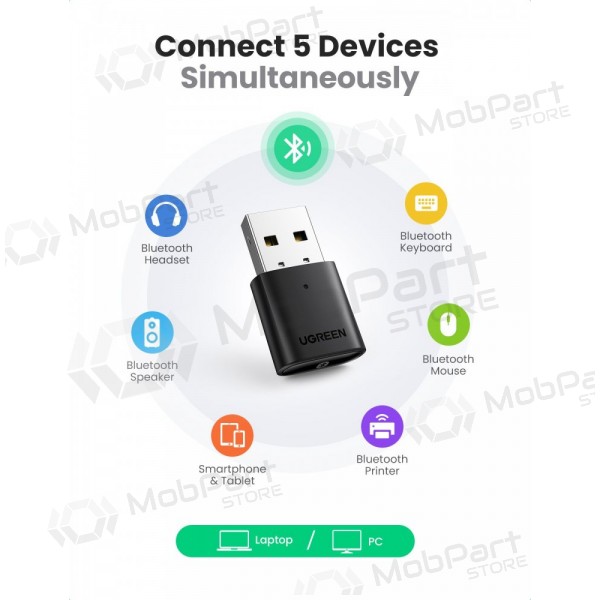 Adattatore Bluetooth Ugreen CM390 USB-A Bluetooth 5.0 nero