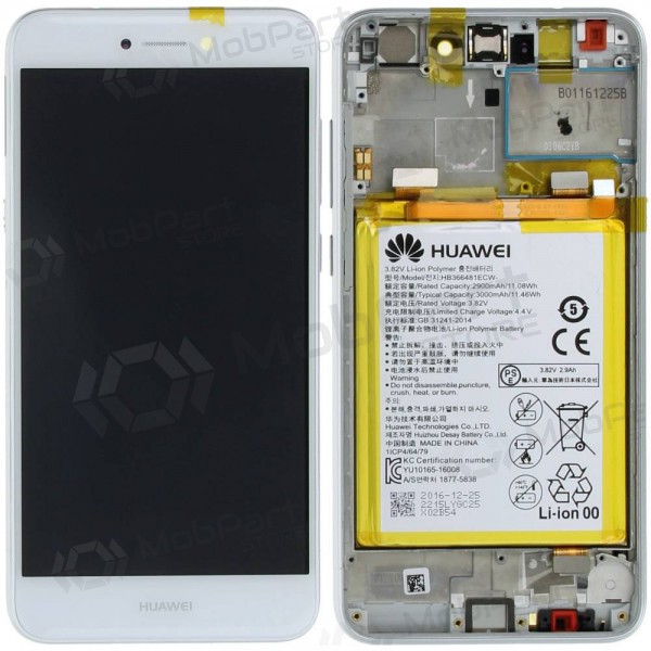 Huawei P8 Lite 2017 / P9 Lite 2017 / Honor 8 Lite schermo / display (bianca) (con una cornice e batteria) (service pack) (originale)