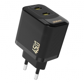 Caricabatterie per telefono Dudao A28P 45 W GaN 2x USB-C nero