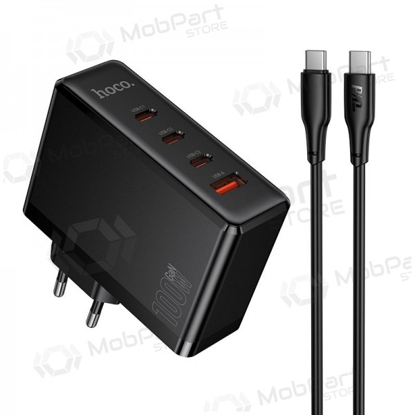 Caricabatterie di rete Hoco N85 100 W 3x USB-C + USB-A con cavo USB-C 2 m nero