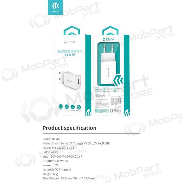Caricabatterie Devia Smart 2A (bianco)