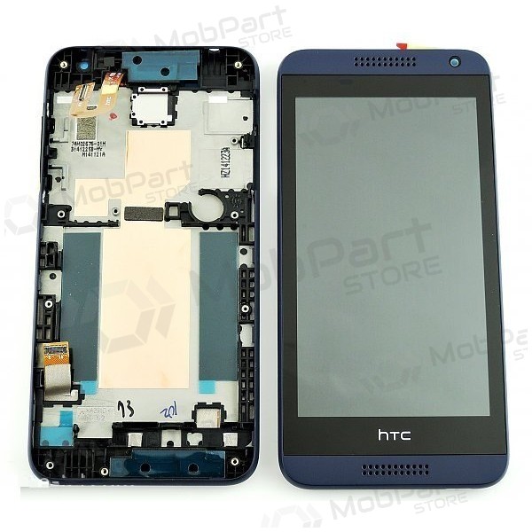 HTC Desire 610 schermo / display (blu) (con una cornice) (service pack) (originale)