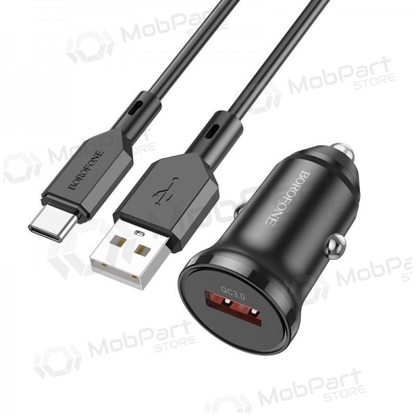 Caricatore automobilinis Borofone BZ18 Quick Charge 3.0 18W + Type-C (nero)