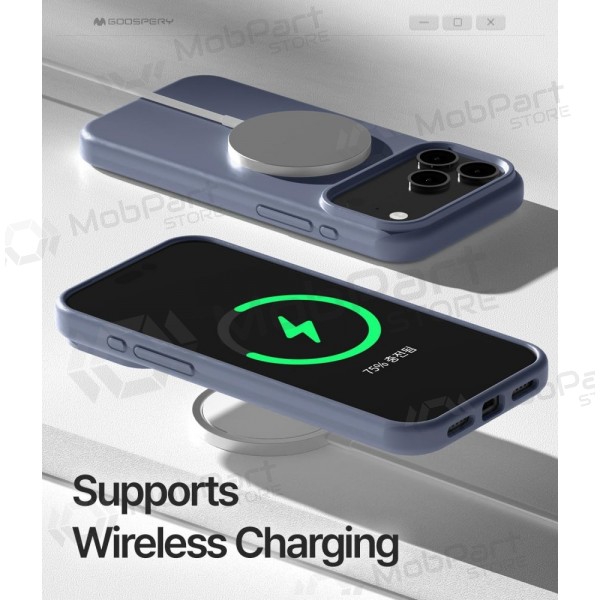 Custodia Mercury Pure Magsafe Silicon Case Apple iPhone 17 levandos grigio