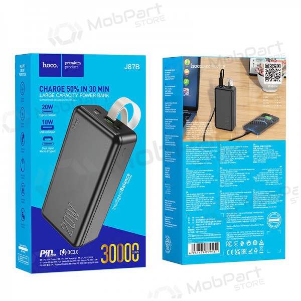 Batteria esterna Power Bank Hoco J87B PD20W+QC3.0 30000mAh nero Batteria esterna Power Bank Hoco J87B PD20W+QC3.0 30000mAh nero