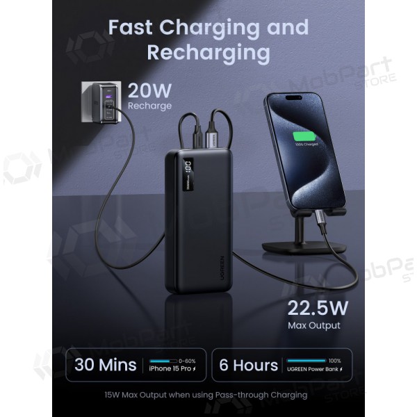 Batteria esterna Power Bank Ugreen PB313 20W 20000mAh (25683) nero Batteria esterna Power Bank Ugreen PB313 20W 20000mAh (25683) nero