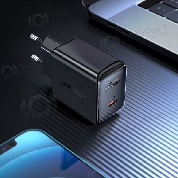 Caricatore buitinis Acefast A21 30W GaN USB-C nero