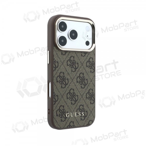 Custodia per Apple iPhone 18 Pro Max - Guess PU Leather 4G Gold Frame MagSafe (marrone)