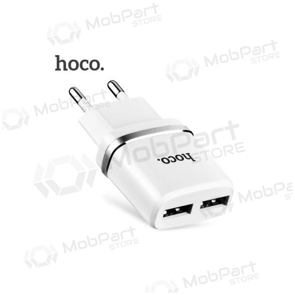 Caricatore HOCO C12 Smart Dual USB (5V 2.4A) (bianca)
