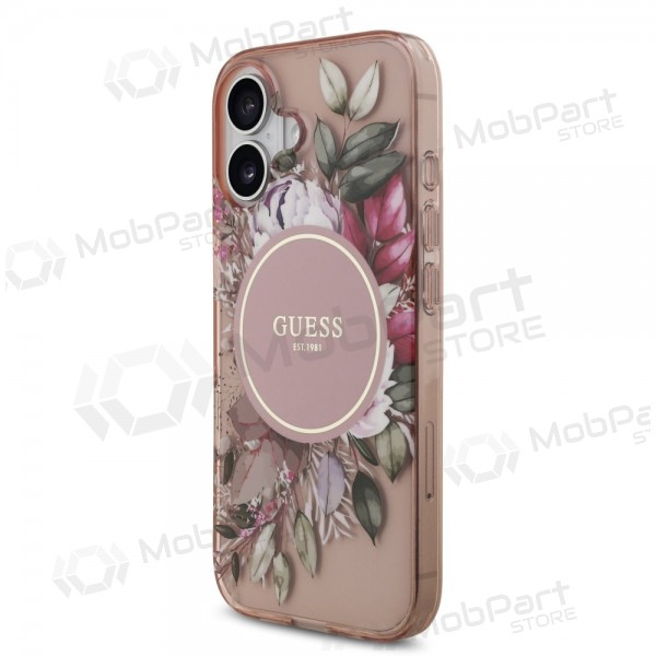 Custodia per Apple iPhone 17 - Guess IML Flowers Strap MagSafe (rosa)
