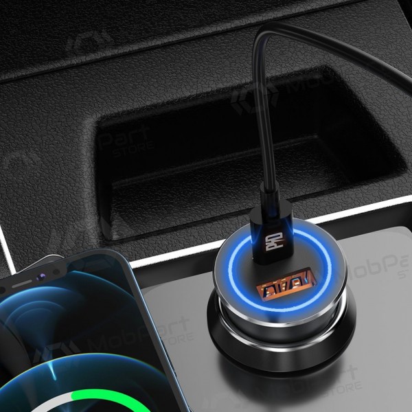 Caricabatterie per telefono da auto Dudao R4Max 55 W USB-C + USB-A grigio