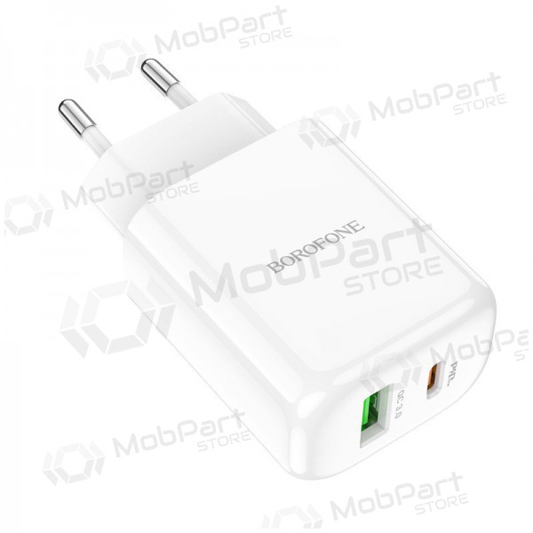 Caricatore Borofone BN4 1xUSB, 1xType-C QC 3.0, PD 2.0 20W (bianca)