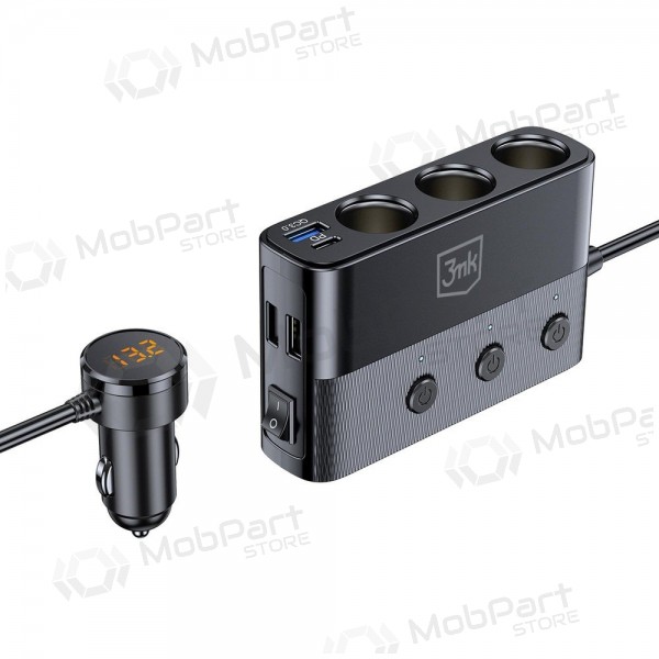 Caricabatterie da auto 3mk Car Power Splitter 120 W 3xUSB-A + USB-C 12V nero.