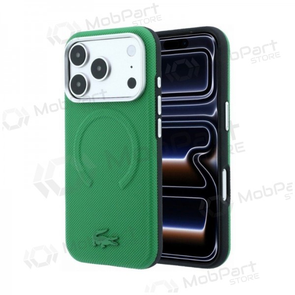 Custodia per Apple iPhone 18 Pro Max - Lacoste PVC Petit Pique Semi Wrap Embossed MagSafe (verde)