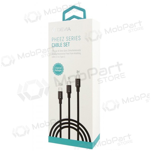 USB cavo Devia Pheez 3 Pack microUSB 0.25m,1.0m,2.0m (nero)