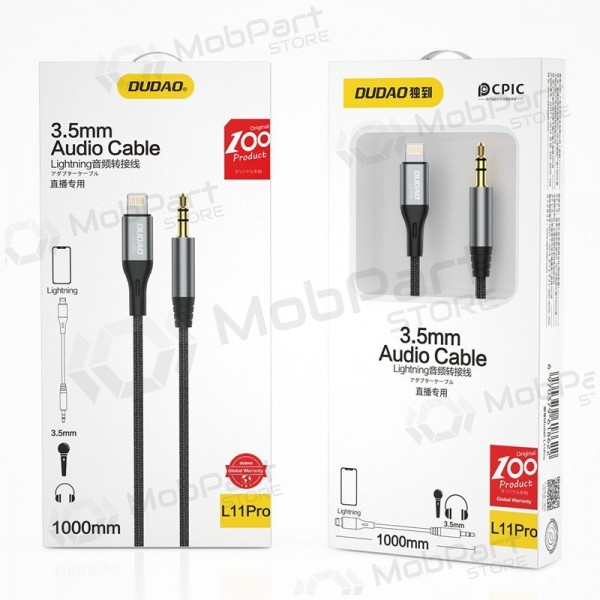 Cavo audio Dudao L11Pro Lightning a 3.5 mm 1 m nero