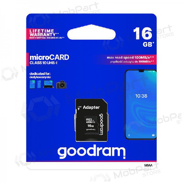 Scheda di memoria GOODRAM MicroSD 16GB (class10 UHS-I) + SD Adattatore