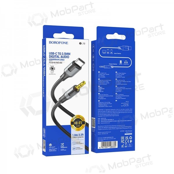 Cavo audio Borofone BL19 USB-C a 3.5 mm nero