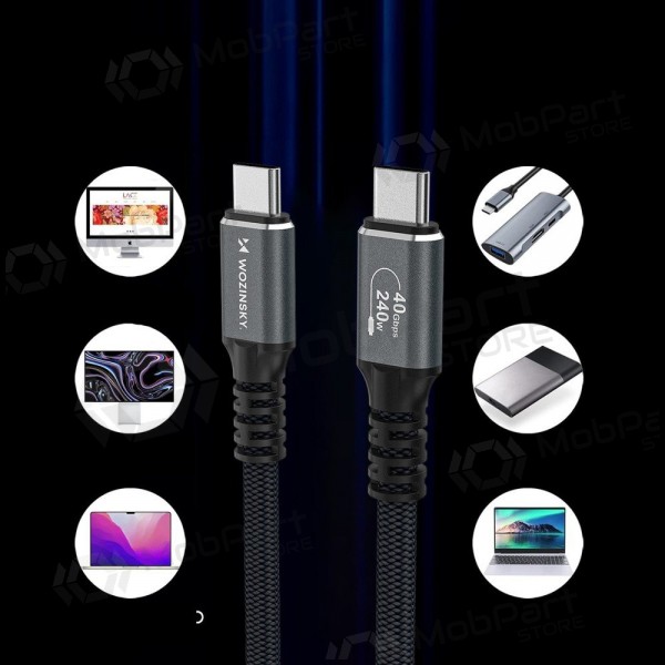 Cavo USB-C Wozinsky WPS-UY41S da USB-C a USB-C 1 m Thunderbolt 4 USB4 240 W 8K nero