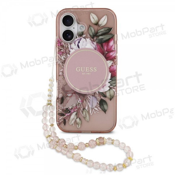 Custodia per Apple iPhone 17 - Guess IML Flowers Strap MagSafe (rosa)