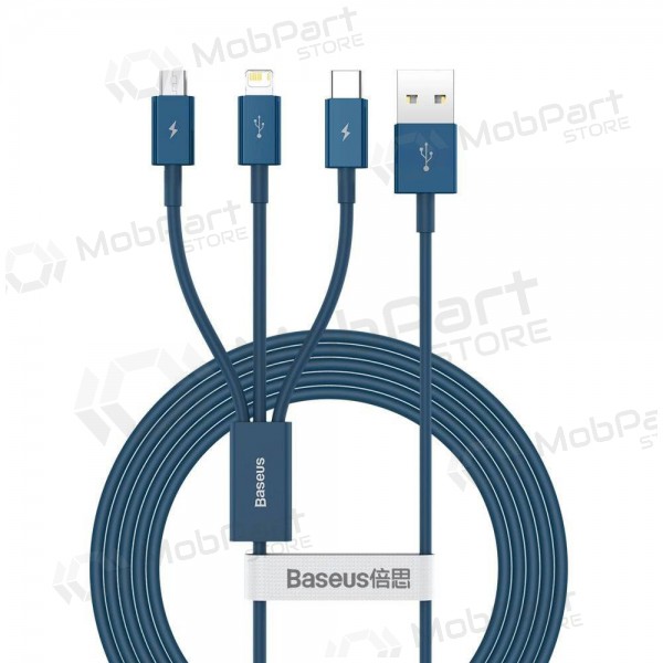 Cavo USB Baseus Superior USB - microUSB+Lightning+Type-C 100W 1.5m (blu) CAMLTYS-03