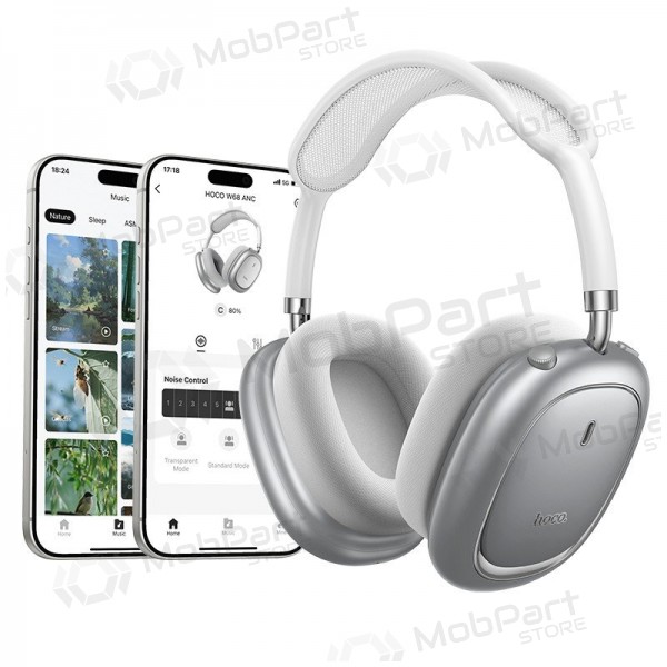 Cuffie wireless con microfono Hoco W68 ANC Bluetooth argento
