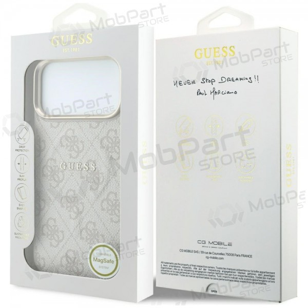 Custodia per Apple iPhone 18 Pro Max - Guess PU Leather 4G Gold Frame Embossed MagSafe (rosa)