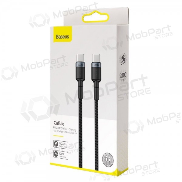 Cavo USB-C Baseus Cafule CATKLF-ALG1 USB-C a USB-C 2 m 100 W nero