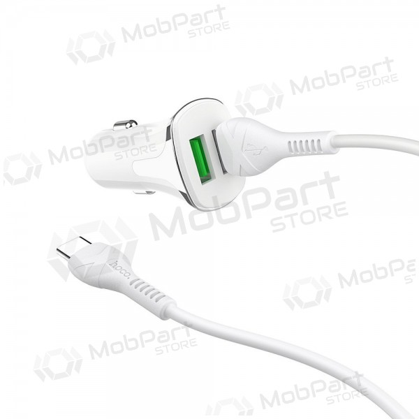 Caricatore automobilinis Hoco Z31 Quick Charge 3.0 (3.4A) x 2 USB + Type-C (bianca)