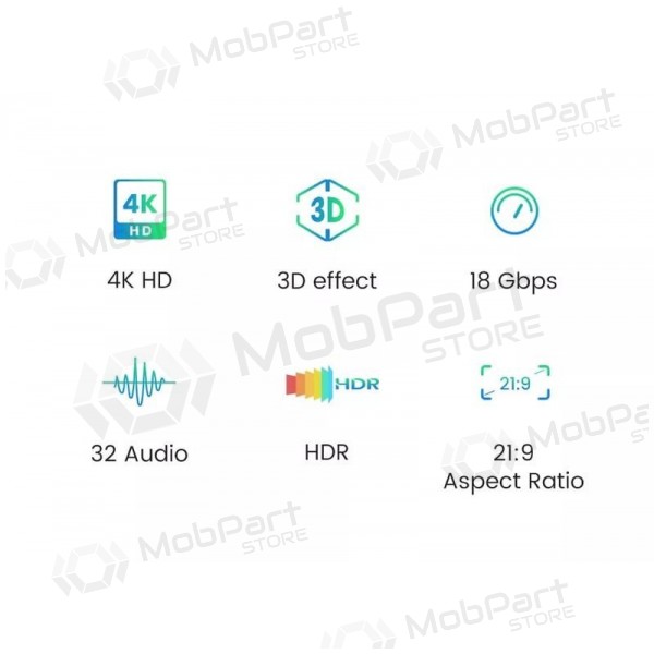 Cavo HDMI Ugreen HD119 HDMI 2.0 4K 2 m ARC nero.