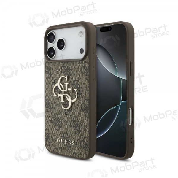 Custodia per Apple iPhone 18 Pro - Guess PU 4G Metal Logo (marrone)