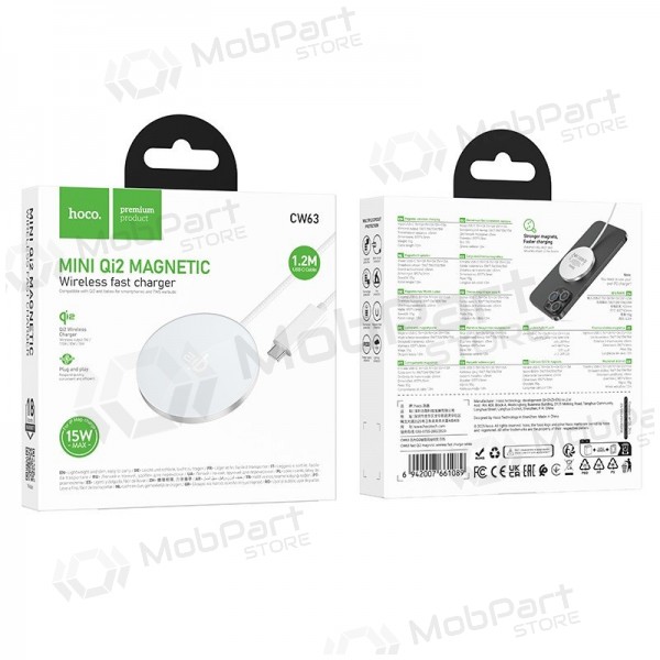 Caricabatterie wireless Hoco CW63 15 W Qi2 bianco
