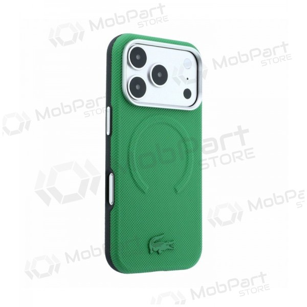 Custodia per Apple iPhone 18 Pro - Lacoste PVC Petit Pique Semi Wrap Embossed MagSafe (verde)