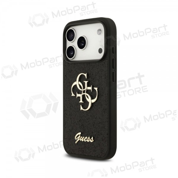 Custodia per Apple iPhone 18 Pro - Guess PU Fixed Glitter 4G Metal Logo (nera)