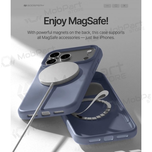 Custodia Mercury Pure Magsafe Silicon Case Apple iPhone 17 levandos grigio