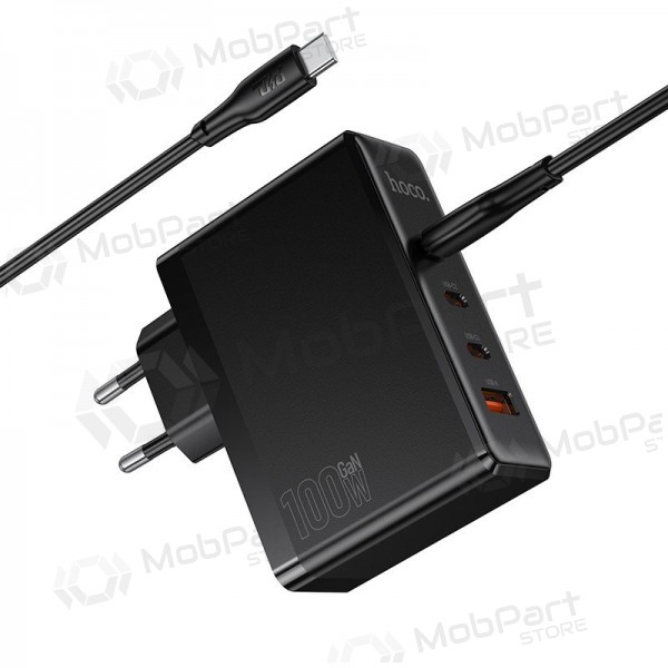Caricabatterie di rete Hoco N85 100 W 3x USB-C + USB-A con cavo USB-C 2 m nero
