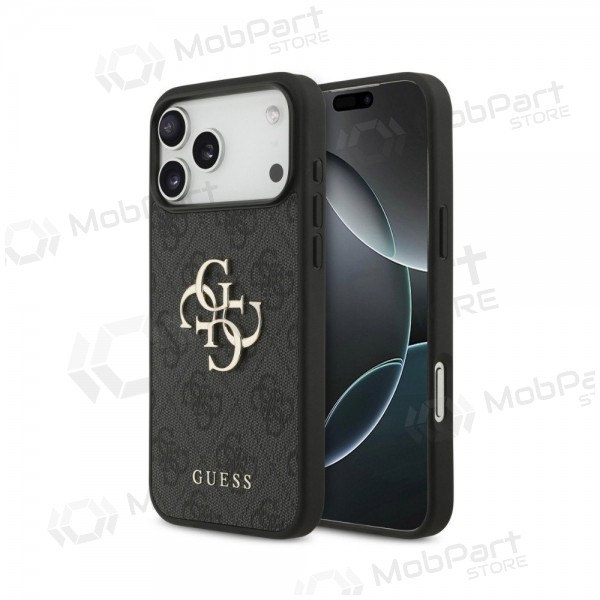 Custodia per Apple iPhone 18 Pro - Guess PU 4G Metal Logo (grigio)
