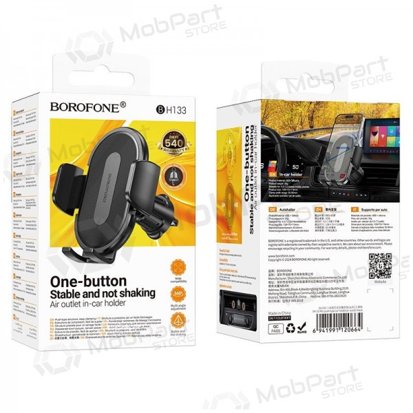 Supporto per telefono da auto Borofone BH133 per griglie di ventilazione 60–90 mm