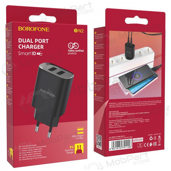 Caricatore Borofone BN2 2xUSB 2.1A (nero)