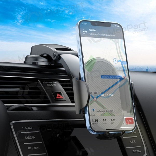 Supporto per telefono da auto Borofone BH73 sul cruscotto, vicino al parabrezza 4.5–7.0 pollici.