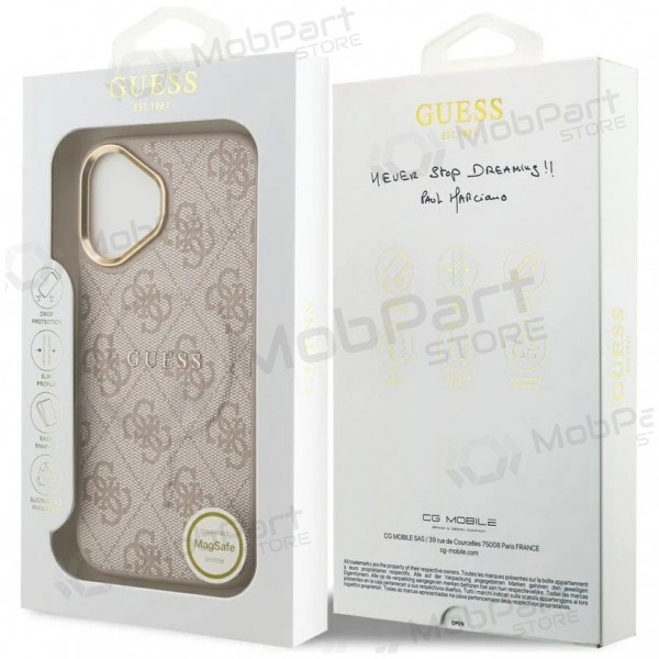 Custodia per Apple iPhone 17 - Guess PU Leather 4G Gold Frame MagSafe (rosa)