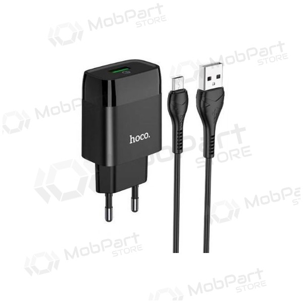 Caricatore HOCO C72Q Glorious USB + microUSB cavo (QC3.0) (nero)