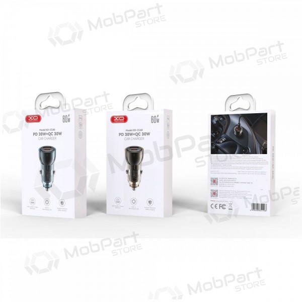 Caricatore per auto XO CC60 USB-A/USB-C 60W blu