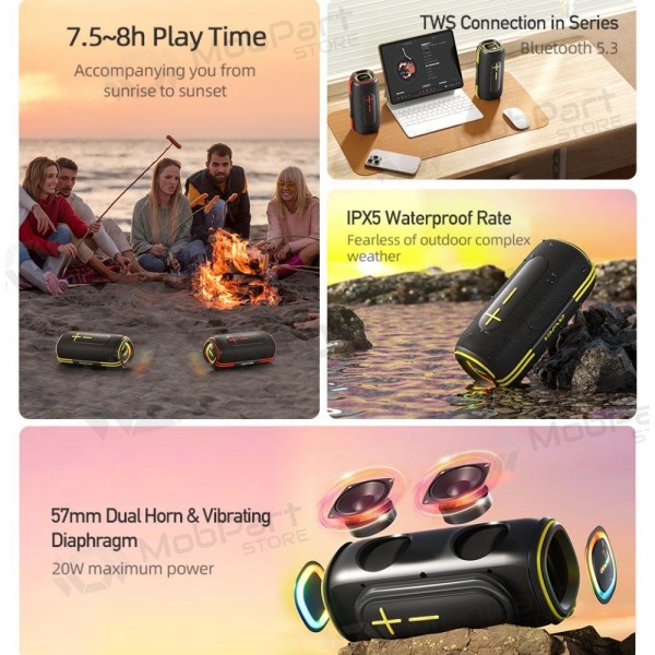 Bluetooth altoparlante portatile Awei KA5 20W nero