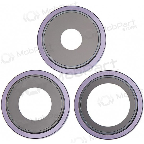 Vetro fotocamera iPhone 14 Pro / 14 Pro Max (3 pz) (viola) (con cornice)