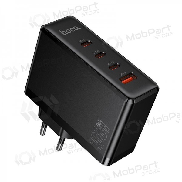 Caricabatterie per telefono Hoco N85 100 W 3x USB-C + USB-A nero