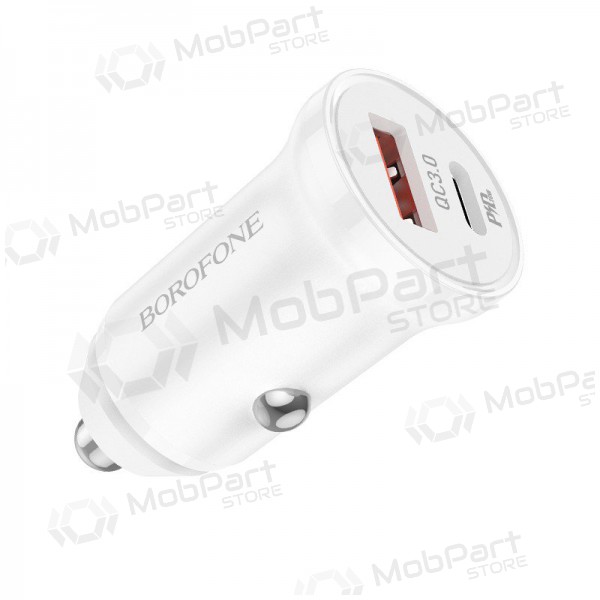 Caricatore automobilinis Borofone BZ18A USB-A/Type-C PD20W+QC3.0 (bianca)