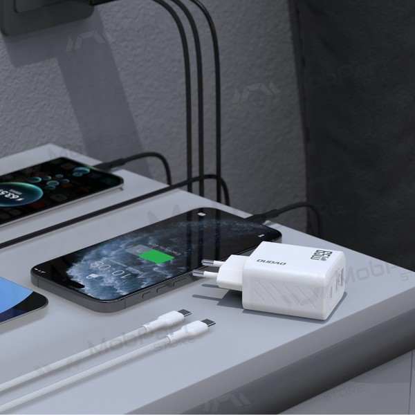 Caricabatterie per telefono Dudao A28PC 45 W GaN 2x USB-C con cavo USB-C 1 m nero