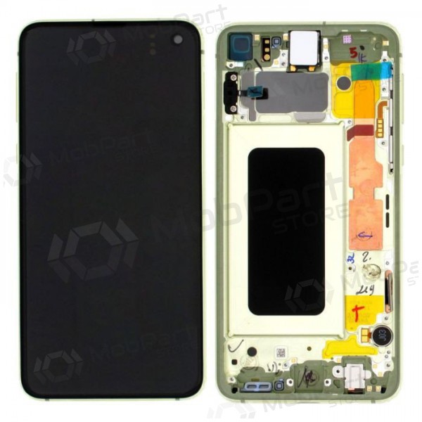 Samsung G970F Galaxy S10e schermo / display (Canary Yellow) (con una cornice) (usato grade A, originale)