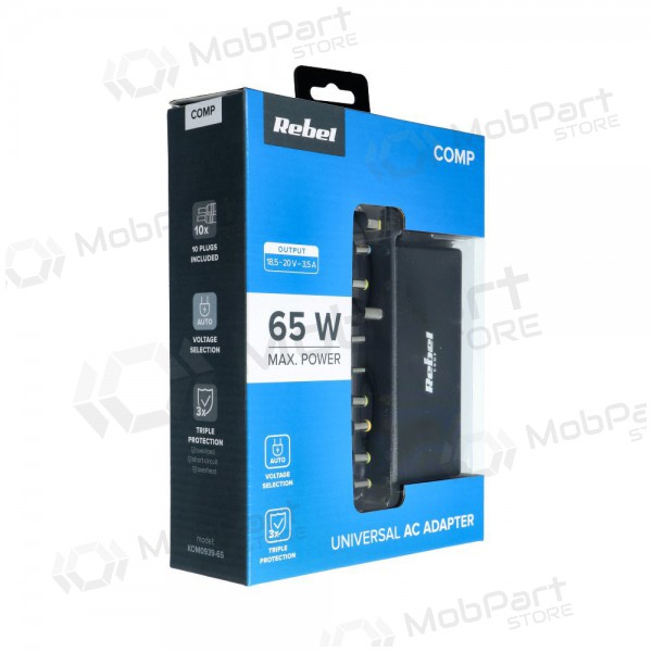 Caricabatterie REBEL per Notebook / Laptop 65W / 18-20V (nero)